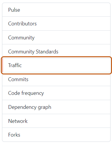 Screenshot of the "Traffic" tab. The tab is highlighted with a dark orange outline.