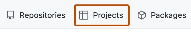Captura de pantalla que muestra las pestañas del perfil. La pestaña "Proyectos" aparece resaltada con un contorno naranja.