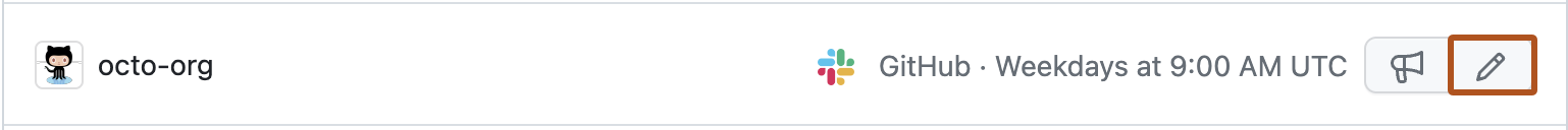 Screenshot der Einstellungen für ein persönliches Konto mit dem Namen einer GitHub-organization. Eine Bearbeitungsschaltfläche mit einem Stiftsymbol ist dunkelorange umrandet.