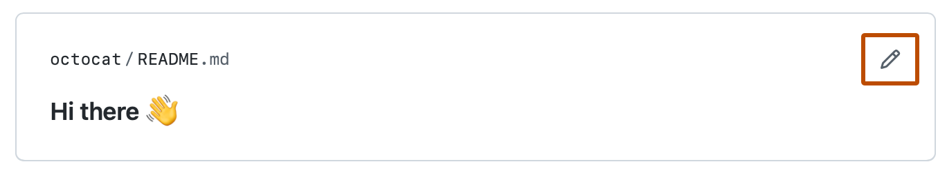 @octocat のプロファイルの README のスクリーンショット。 鉛筆アイコンが濃いオレンジで囲まれています。