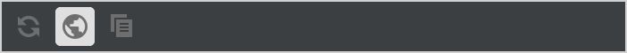 Captura de tela da janela de ferramentas do GitHub Codespaces. Um ícone de mundo, que gerencia GitHub Codespaces da Web, está realçado.
