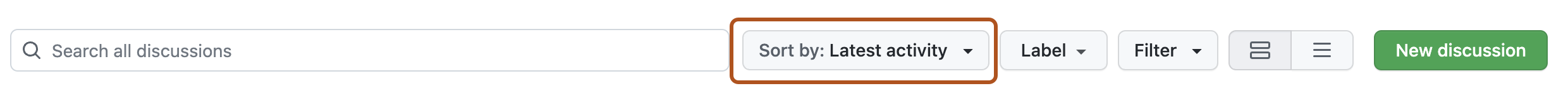 Buttons for sorting discussions