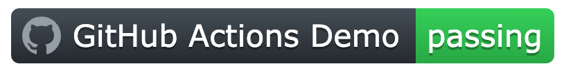 Screenshot eines Workflowstatus-Badges Die linke Seite enthält das octocat-Logo und den Namen des Workflows (GitHub Actions Demo) Die rechte Hälfte ist grün und trägt die Aufschrift „Erfolgreich“.