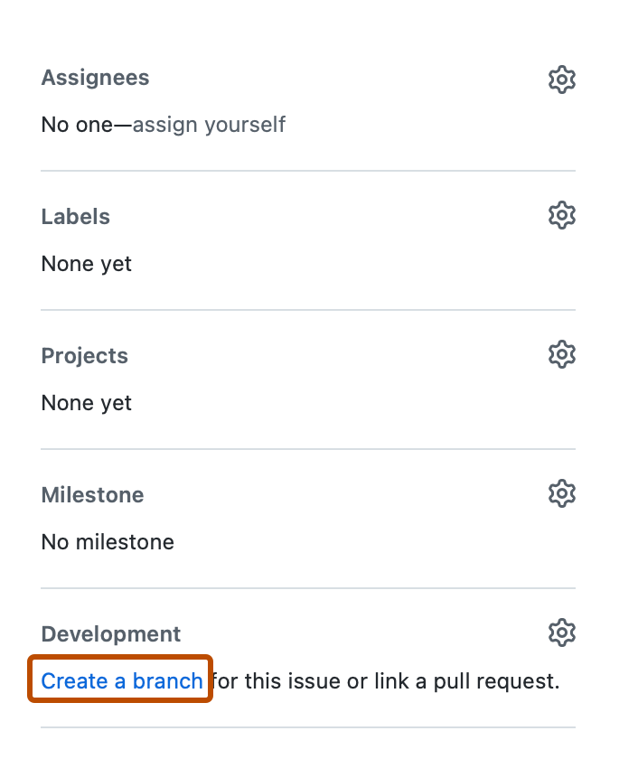 Screenshot showing Create a branch option highlighted in sidebar