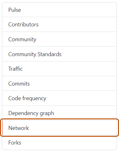 Captura de tela da barra lateral esquerda. A guia "Rede" está realçada com um contorno laranja escuro.
