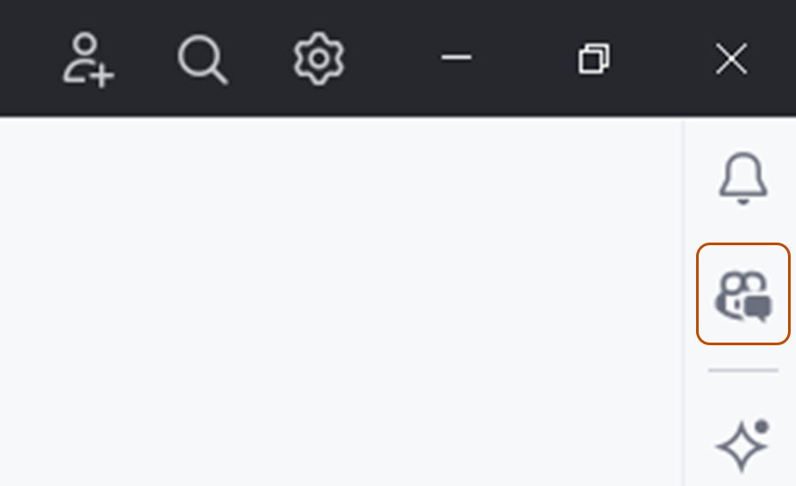 Captura de pantalla del icono de GitHub Copilot Chat en la barra de actividad.