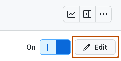 프로젝트 메뉴 모음을 보여 주는 스크린샷. "편집" 단추가 주황색 사각형으로 강조 표시되어 있습니다.