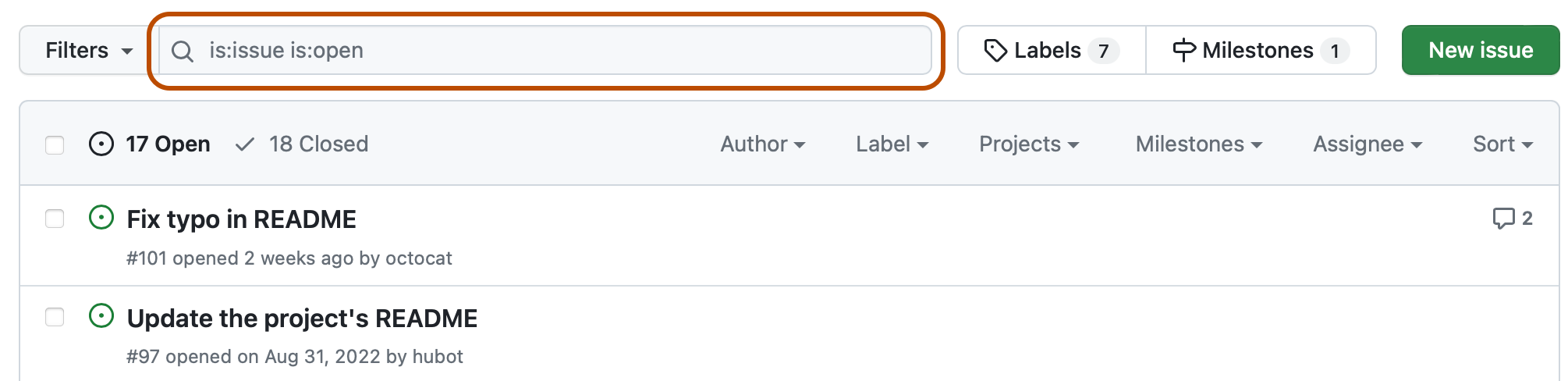 Filtering and searching issues and pull requests GitHub Docs