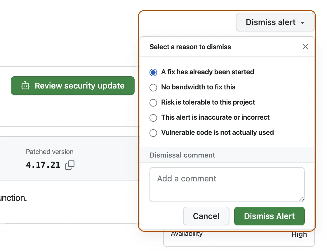 Dismissing a pull request review - GitHub Docs