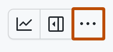 Captura de tela mostrando a barra de menus de um projeto. O ícone de menu está realçado com um contorno laranja.