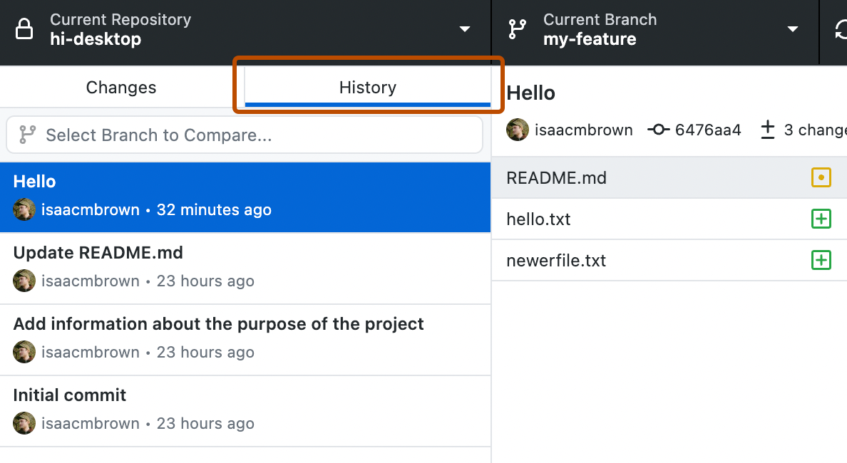 viewing-the-branch-history-github-docs